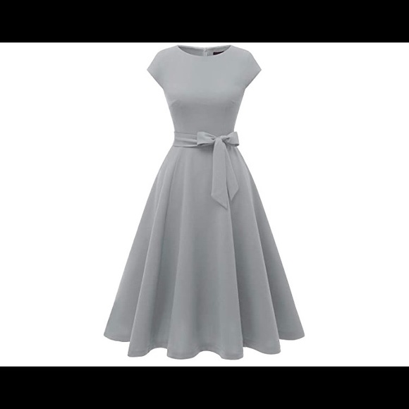 Simple Gray Midi Dress - Picture 1 of 3
